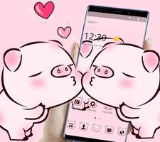Pink Cute Love Piggy Theme capture d'écran 3