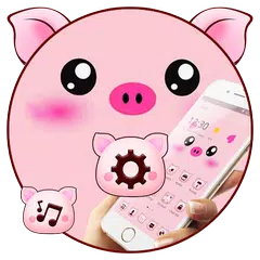 Скачать Pink Cartoon Piggy Kawaii Theme APK