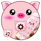 Pink Cartoon Piggy Kawaii Theme ícone