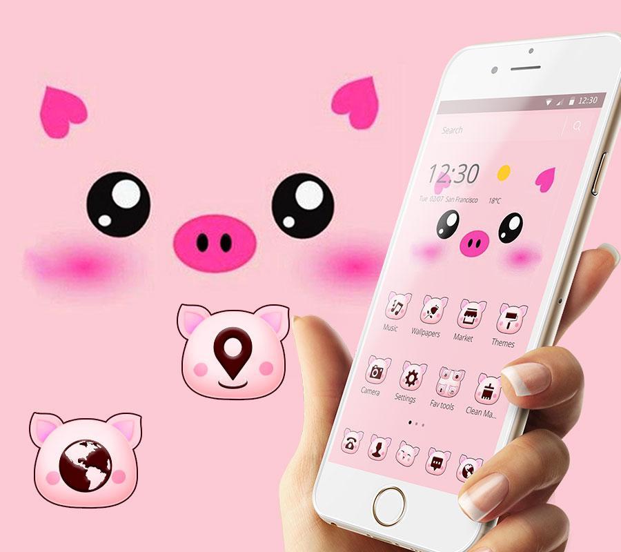 Pink Cartoon Piggy Kawaii Theme For Android Apk Download - imagenes de roblox piggy kawaii