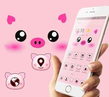 Pink Cartoon Piggy Kawaii Theme 海报