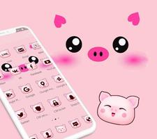 Pink Cartoon Piggy Kawaii Theme syot layar 3