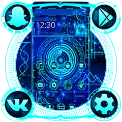 Blue Technology Neon Launcher Theme🌀