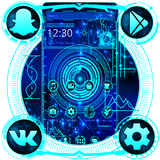 Blue Technology Neon Launcher Theme🌀 Zeichen