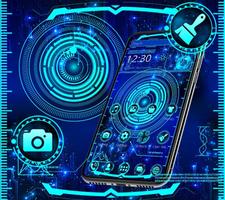 Blue Technology Neon Launcher Theme🌀 Plakat