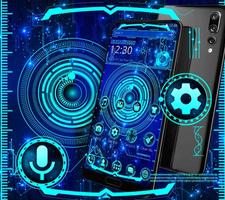 Blue Technology Neon Launcher Theme🌀 Screenshot 1