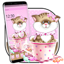 Cute Pink Kitty Cat Cup Theme APK