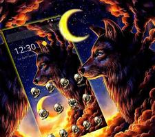 برنامه‌نما Gold Moon Sunset Wolf Theme عکس از صفحه