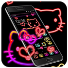 Kitty cat cute cartoon neon theme آئیکن