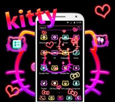 Kitty cat cute cartoon neon theme ภาพหน้าจอ 2