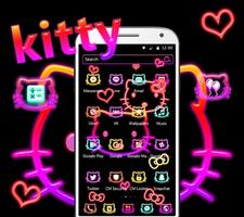 Kitty cat cute cartoon neon theme स्क्रीनशॉट 2