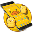 Tema de pato bonito amarelo dos desenhos animados