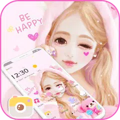 Pink Cartoon Lovely Girl Theme APK download