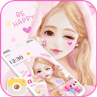 Pink Cartoon Lovely Girl Theme biểu tượng