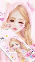 Pink Cartoon Lovely Girl Theme 포스터