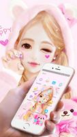 Pink Cartoon Lovely Girl Theme ảnh chụp màn hình 1