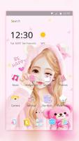 Pink Cartoon Lovely Girl Theme ảnh chụp màn hình 2