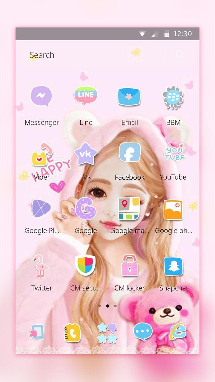 Pink Cartoon Lovely Girl Theme APK pour Android Télécharger