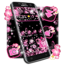 Black Pink Flowers Theme APK