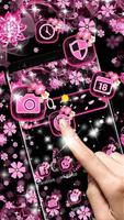 Black Pink Flowers Theme Ekran Görüntüsü 1