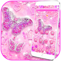Glitter Diamond Pink Butterfly Theme