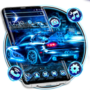 Neon Blue Sports Car Theme - Fast Speed-APK