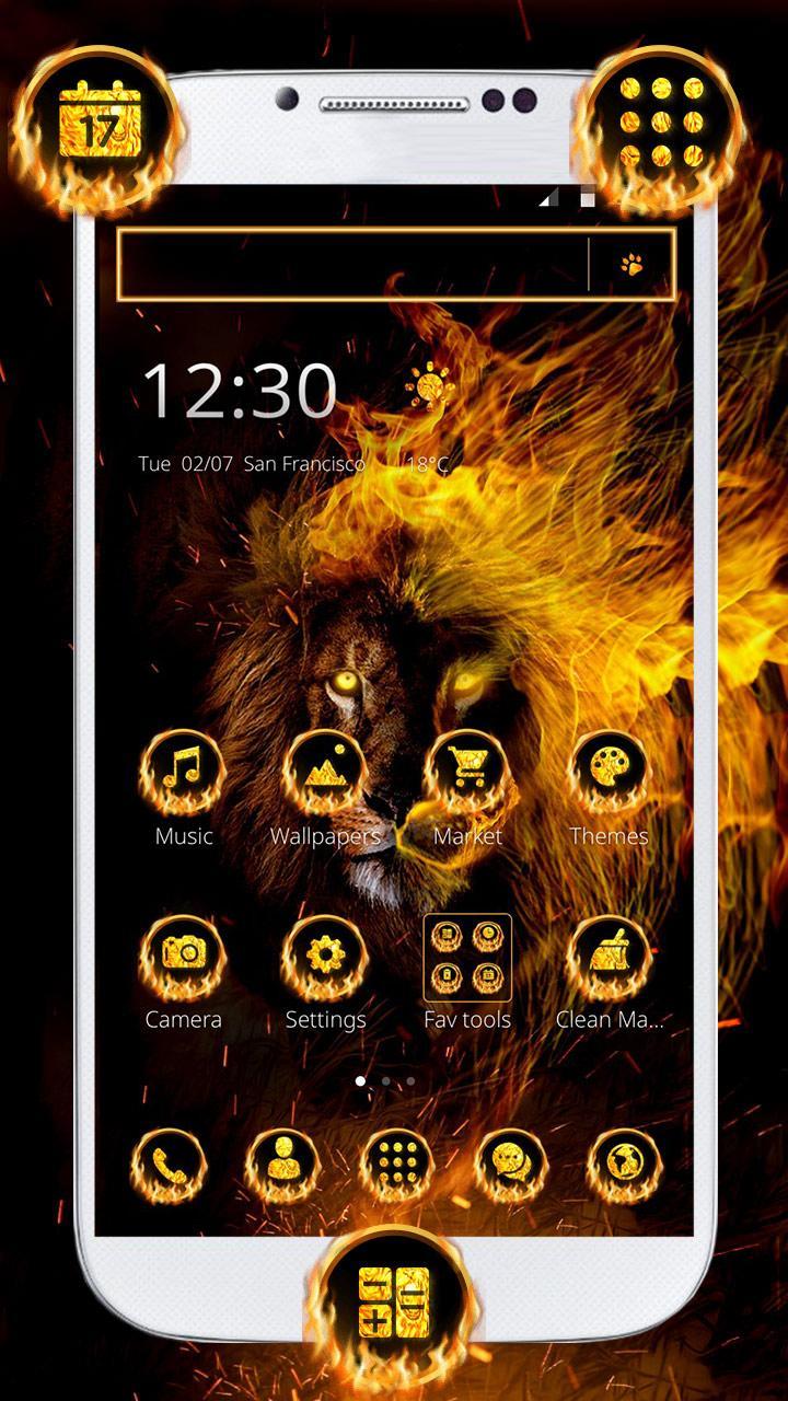 Roaring Fire Lion Launcher Theme for Android - APK Download - 