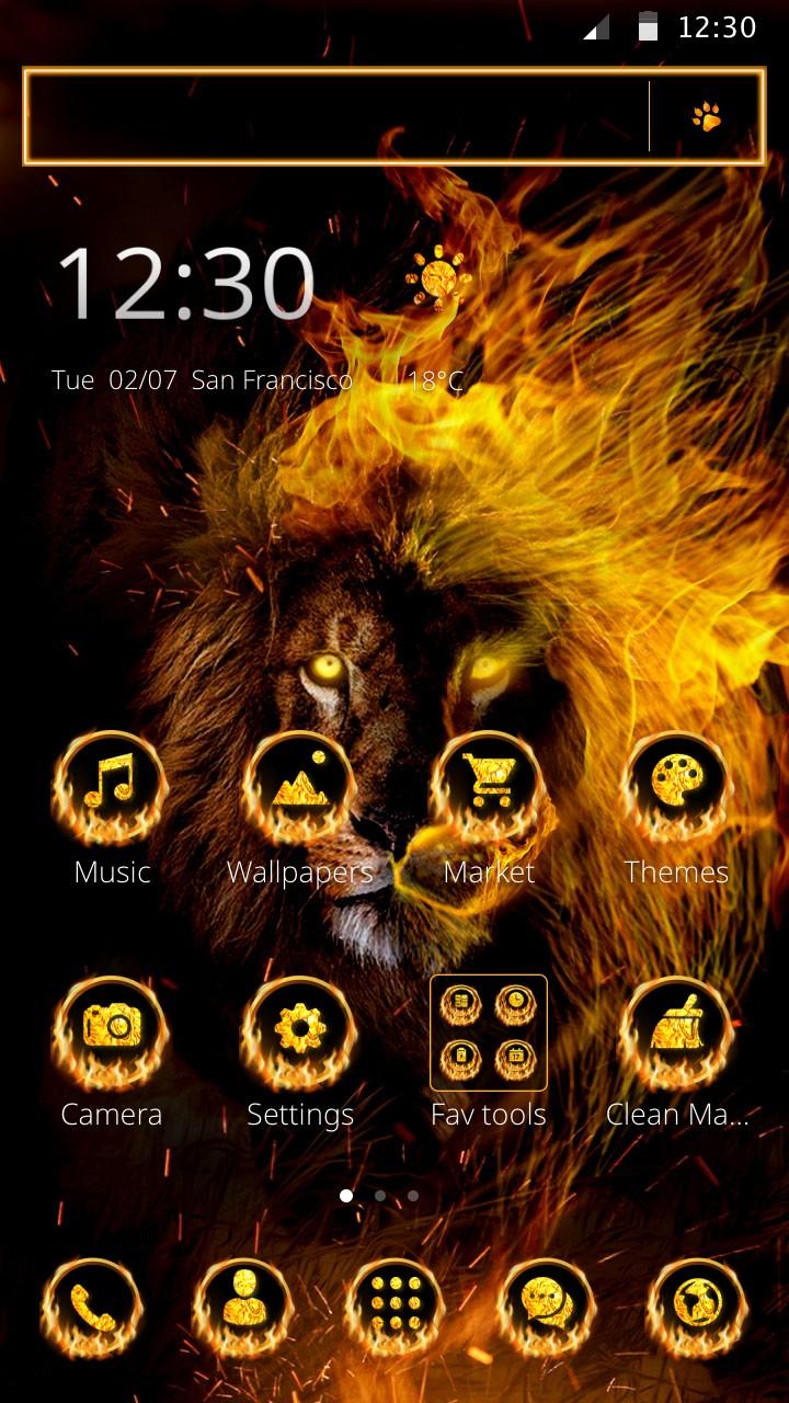 Roaring Fire Lion Launcher Theme for Android - APK Download - 