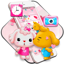Cute Pink Cartoon Couple Theme APK