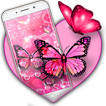 ”Glitter Pink Love Butterfly Launcher Theme