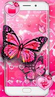 Glitter Pink Love Butterfly Launcher Theme পোস্টার