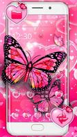 Glitter Pink Love Butterfly Launcher Theme Affiche