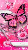 Glitter Pink Love Butterfly Launcher Theme imagem de tela 1