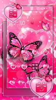 Glitter Pink Love Butterfly Launcher Theme syot layar 2
