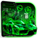 Neon Green Flame Car Theme APK