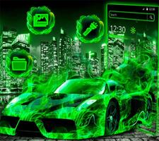 Neon Green Flame Car Theme ภาพหน้าจอ 2