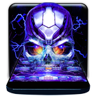 Electric Neon Skull Launcher Theme icône
