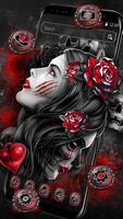 پوستر Bloody Lady Rose Skull Theme