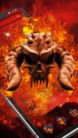 Fire Red Lava Skull Launcher Theme Affiche