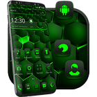Neon Green Hexagon Launcher Theme icône