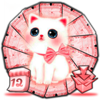 Peach Cute Kitty Launcher Theme иконка