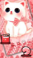 Peach Cute Kitty Launcher Theme Affiche