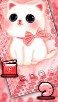 Peach Cute Kitty Launcher Theme постер