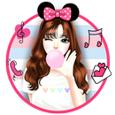 Pink Love Bow Girl LauncherTema APK