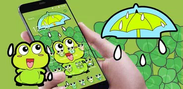 素敵なカエルの大きな目の雨滴漫画のテーマ
