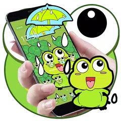 可愛的青蛙大眼睛雨滴卡通主題