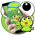 Schöne Frosch Big Eye Regentropfen Cartoon Theme Zeichen