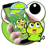 可愛的青蛙大眼睛雨滴卡通主題 圖標