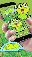 Lovely Frog Big Eye Raindrop Cartoon Theme पोस्टर