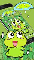 Lovely Frog Big Eye Raindrop Cartoon Theme اسکرین شاٹ 1